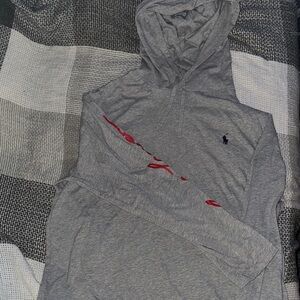 Polo Ralph Lauren Gray Hoodie with Red Details